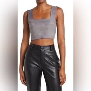 Susana Monaco faux suede wide strap Crop Top NWT